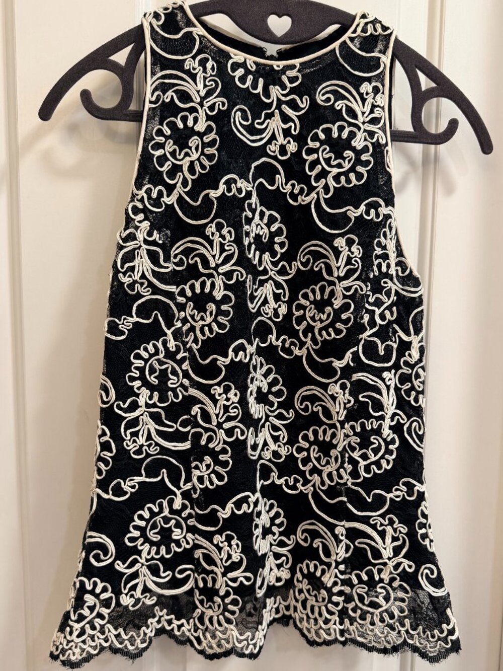 Vintage Chetta B Peter Noviello Embroidered Lace Tank Top Size 10